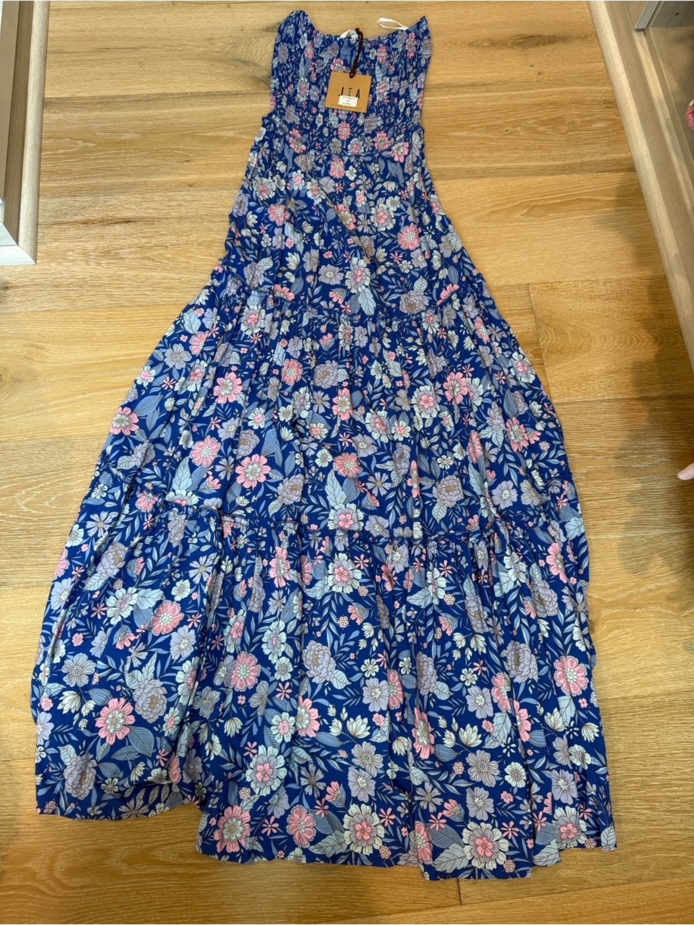 Navy Floral Tiered Maxi Skirt – Women's Flowing Summer Skirt